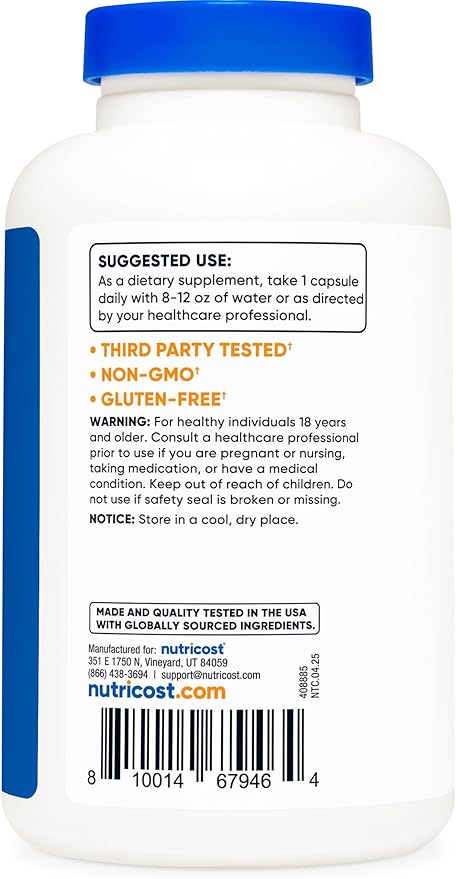 Nutricost Pantothenic Acid (Vitamin B5) 500mg, 240 Capsules (3 Bottles)