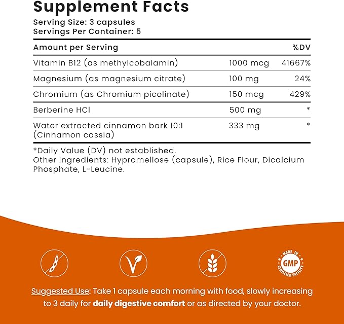 Diaberine On-The-Go Berberine HCL, 5-Day Supplement Trial Pack | Supports Heart Health, Energy Boost, Metabolism & Immune Functions | Berberine 500mg with Vitamin B12, Magnesium & Chromium