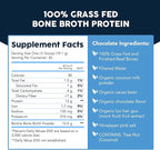 Paleovalley 100% Grass Fed Beef Bone Broth Protein Powder - Rich in Collagen Peptides for Hair, Skin, Gut Health, Bone and Joint Support - 13g Protein Per Serving - No Gluten or GMOs - Chocolate
