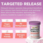 Vitalibre Menopause Probiotics for Women 70 Billion CFU, 12 Targeted Strains, Organic Prebiotics, Black Cohosh Resveratrol Red Clover Chasteberry Dong Quai, Hot Flash Night Sweat+, No Estrogen, 30 Ct