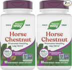 Nature's Way Horse Chestnut Extract, Premium Extract, Promotes Healthy Leg Veins*, 250 mg per Serving, Vegan, 90 Capsules (Packaging May Vary) (Pack of 2)