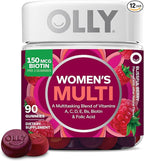 OLLY Women's Multivitamin Gummy, Vitamins A, D, C, E, Biotin, Folic Acid, Adult Chewable Vitamin, Berry Flavor, 45 Day Supply - 90 Count (Pack of 12)
