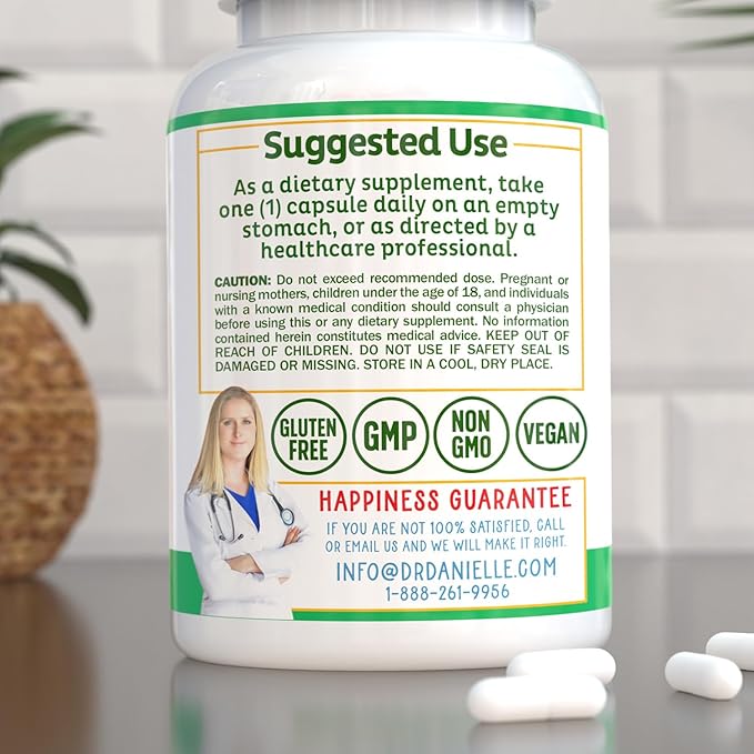 Alpha-Lipoic Acid by Dr. Danielle, Neuropathy Support, Non-GMO, Gluten-Free, Vegan, Soy-Free, Promotes Healthy Blood Sugar, Alpha R Lipoic Acid R-ALA, R-ALA, 120 Veggie Caps