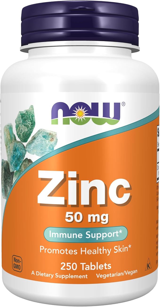NOW Supplements, Zinc 50 mg, Tablets 250 Count (Pack of 1)