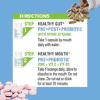 StellaLife Probiotics Oral & Gut Prebiotics Post Probiotics Kit: 44.5B CFU, 11 Oral & 6 Gut Spore strains for Digestive & Dental Health, Bad Breath Treatment, Tongue Hygiene, Strawberry Flavor, 60-day