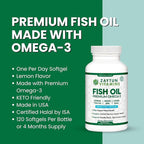 Zaytun Halal Fish Oil 1200mg Omega-3, Premium EPA/DHA, One Per Day, Daily Wellness Support, 4 Months Supply, Lemon Flavor, Keto Friendly, Gluten Free