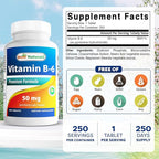 Best Naturals Vitamin B6 50 mg 250 Tablets