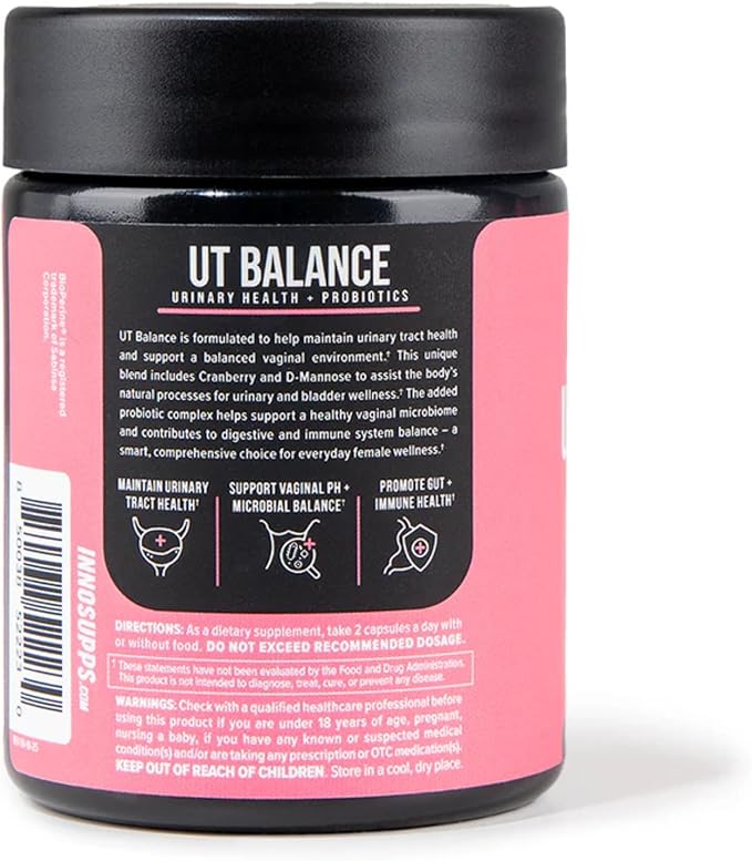 Inno UT Balance - Women's Probiotics with Cranberry, Magnesium, Green Tea, & Turmeric - Vaginal Health Probiotics for pH Balance, Urinary Tract Health and Freshness Support for Women (60 Capsules)