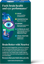 NEURIVA Brain + Eye Supplement for Memory, Focus & Concentration with Lutein & Vitamins A C E and Zinc for Eye Health & Zeaxanthin to Filter Blue Light, 30ct Capsules, (Pack of 2)
