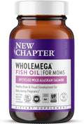New Chapter Wholemega for Moms Fish Oil Supplement, Tiny Capsules, 2000mg per Serving, Prenatal DHA with Omega-3 + Vitamin D3 for Prenatal & Postnatal Support, 500mg Each - 90 Count