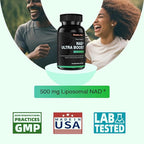 Liposomal NAD+ with Resveratrol - NMNH Supplement Alternative - High Purity NAD Supplement for Anti-Aging, Energy, Focus - 60 Capsules