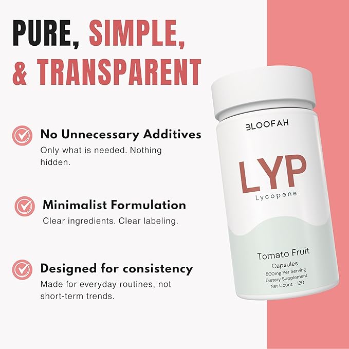 Lycopene Supplement Capsules 500mg – Tomato Fruit Powder with Natural Lycopene for Antioxidant & Daily Wellness Support | Gluten Free, Non-GMO (120 Count (Pack of 1))
