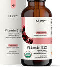 Nursh+ Boost Sublingual Vitamin B12 Liquid Drops – Extra Strength 5000 mcg Methylcobalamin for Energy Boost & Daily Wellness, Fast Absorbing, USDA Certified Organic & Vegan, 2 fl oz