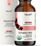 Nursh+ Boost Sublingual Vitamin B12 Liquid Drops – Extra Strength 5000 mcg Methylcobalamin for Energy Boost & Daily Wellness, Fast Absorbing, USDA Certified Organic & Vegan, 2 fl oz