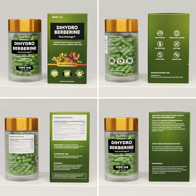 Dihydroberberine Supplement - Dehydro Berberine Organic - Super Berberine Supplement with Ceylon Cinnamon & R Alpha Lipoic Acid & Apigenin - Hydroberberine 480 caps (4 Packs)