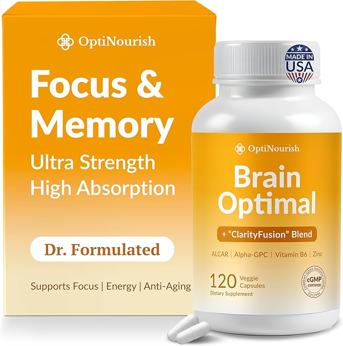 Brain Supplement for Memory and Focus, Nootropic for Adults, Fuel Brain Energy & Mental Clarity, Caffeine Free,Cognitive Support, Doctor-Formulated, Made in USA,cGMP,120 Caps