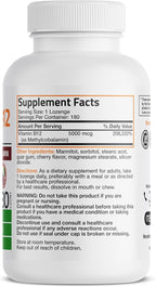 Bronson Methyl B12 5000 mcg Vitamin B12 Methylcobalamin Energy & Brain Support, 180 Lozenges