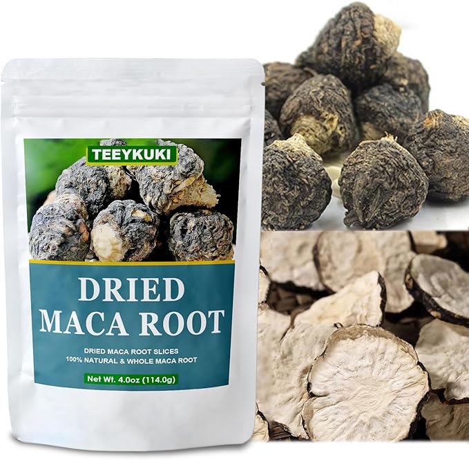 Natural Premium Black Maca Root Slices, Cut & Sifted, 4.0oz(114.0g), Premium Grade Dried Maca Root Slices, Non-GMO