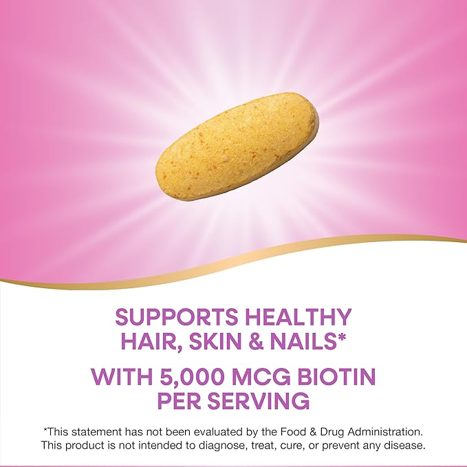 Nature's Way Biotin Forte, Supports Healthy Hair, Skin & Nails*, Hair Skin and Nails Vitamins*, 3000 mcg Biotin per Serving, with Zinc, Vitamin C, B-Vitamins, 60 Tablets (Packaging May Vary)
