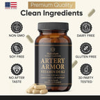 Vitamin D3 K2 Supplement 5000 IU 100 mcg MK7 – High Potency D3+K2 Capsules for Artery Health, Heart Support & Strong Bones Non-GMO Third-Party Tested d3+k2 Vitamin Supplement Artery Armor -120 Count