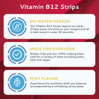 Vitamin B12 Strips 30 Pack | Easy Oral Dissolvable Mint Flavored Strips | 1500 mcg Strips | VIT B12 Dissolve Under Tongue | Methylcobalamin B-12 Vitamin Formula | Vegan Friendly & Gluten Free