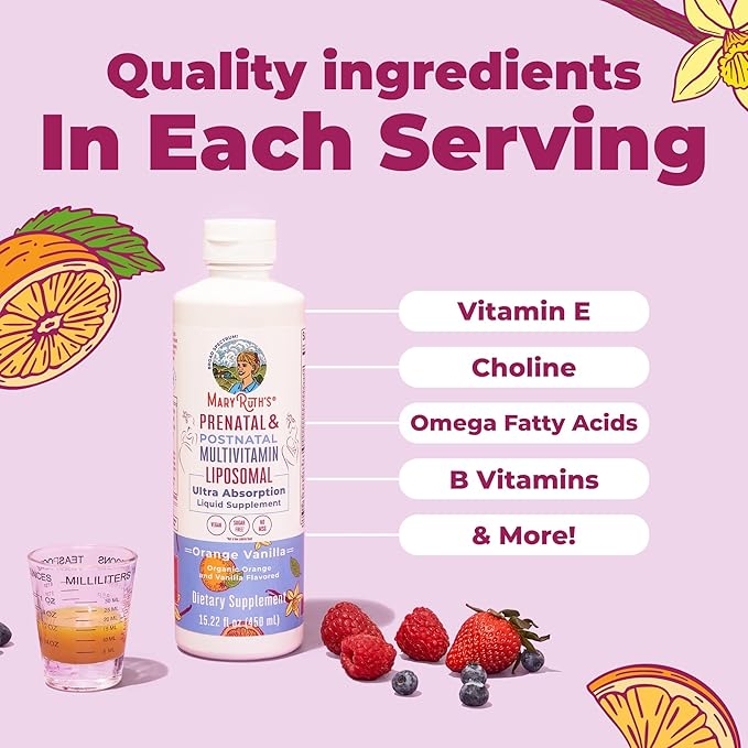 MaryRuth Organics Prenatal & Postnatal Multivitamin for Women | Sugar Free | Formulated for Pre-Conception, Pregnancy & Nursing | Prenatal Vitamins | Vegan | Non-GMO | Gluten Free | 30 Servings