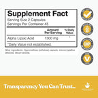 American Standard Supplements Alpha Lipoic Acid 1300mg Per Serving - Vegan, Gluten Free, Non-GMO, 90 Capsules, 45 Servings