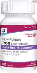 Quality Choice Iron High Potency Slow Release Tablets, 45mg, 60 Tabets Each (Pack of 5)