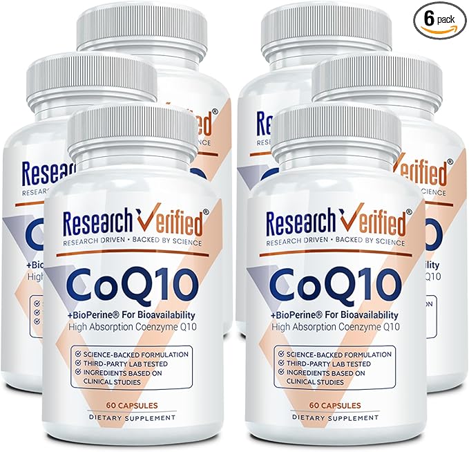Research Verified CoQ10-100% Pure Extra Strength 300mg CoQ10 – Improved Absorption and Bioavailability with Bioperine - Boost Antioxidant Levels, Improve Cardiovascular Health, 360 Vegan Capsules