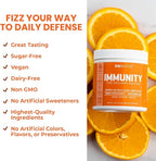 GOBIOTIX Vitamin C - Immune Defense Support Supplement - Immunity Powder Wellness Booster - Vegan Superfood - Elderberry, Turmeric, B12 Vitamin Supplement, Non-GMO and Sugar Free (Orange)