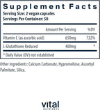 Vital Nutrients Glutathione 400mg - Antioxidant Support for Liver Detox - Vegan Antioxidant Supplement to Promote Liver Health and Liver Detox* - Gluten, Dairy, Soy Free - Non-GMO - 100 Capsules
