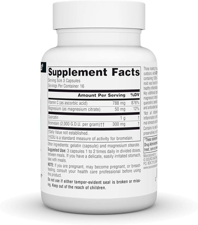 Source Naturals Activated Quercetin, Bioflavanoid Complex, for Seasonal & Immune Support* - 50 Capsules