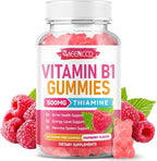 MEENCCD Vitamin B1 Gummies 500mg, Thiamine B1 Supplement Supports Energy Production, B1 Vitamin for Adults & Kids, Sugar-Free, Vegan, Raspberry Flavor, 60 Count