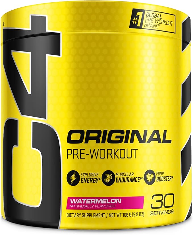 C4 Original Pre Workout Powder Watermelon Sugar Free Preworkout Energy Supplement for Men & Women 150mg Caffeine + Beta Alanine + Creatine 30 Servings