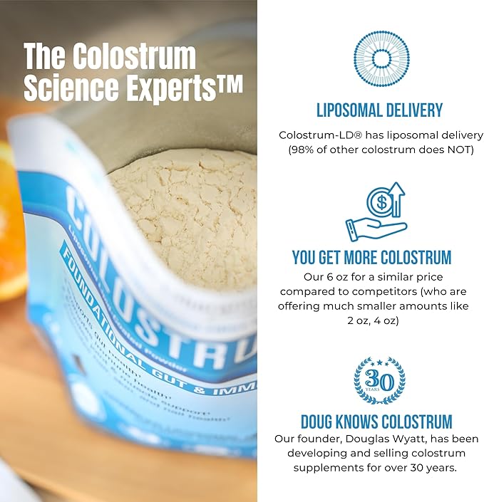 Colostrum-LD Liposomal Delivery - Colostrum Powder - Gluten-Free, Lactose-Reduced - 68 Servings - Sovereign Laboratories - 12oz Vanilla