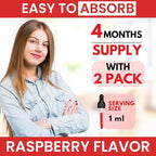 2 Pack Vitamin B Complex 20000 mcg - Vitamin B12 Sublingual Methylcobalamin Extra Strength Raspberry Liquid Drops for Women and Men - USA Made, B1, B2, B3, B5,B6, Biotin, Folic Acid | 4fl oz (120ml)