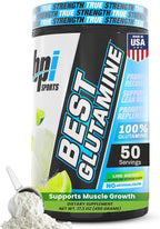 BPI Sports Best Glutamine Supplement, L Glutamine Powder for Gut Health, Muscle Recovery and Immune Support – 6 Advanced Glutamine Types + Vitamin C – 50 Servings – Lime Sherbet Flavor