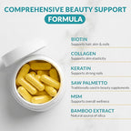 Biotin 10,000 Mcg Hair Growth Vitamins for Women – Keratin, Collagen, Msm, Bamboo Silica, Hyaluronic Acid & Vitamin B Complex – Hair Loss & Thinning Hair Support – Hair Skin and Nails – 120 Capsules