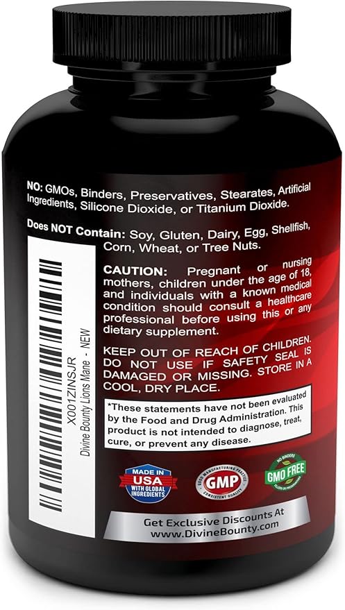 Divine Bounty Lions Mane Mushroom Capsules - 1800mg Lion's Mane Mushroom Per Serving - Non-GMO Nootropic Brain & Immune Support - 90 Vegetarian Caps