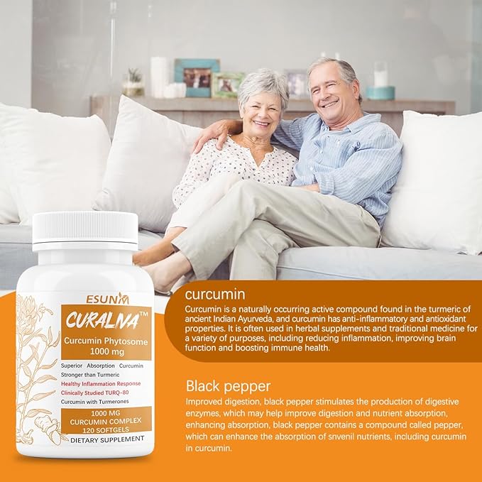 CURALIVA - Curcumin Phytosome 1000 mg - Clinically Studied High Absorption Curcumin Complex - Supports Health in Joints, GI Tract, Liver,Muscles & Immune Health Support - 120 Capsules - 60 Servings