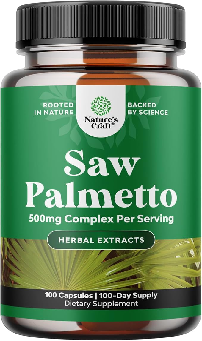 Extra Strength Saw Palmetto Extract - Advanced Herbal Complex for Hair Health and Urinary Support with Plant Sterols & Flavonoids - Potent Herbal Supplement with 500mg per Serving - 100 Count