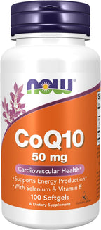 NOW Supplements, CoQ10 50 mg, Pharmaceutical Grade, All-Trans Form produced by Fermentation, 100 Softgels