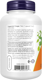 NOW Foods 2 Pack Silymarin, Milk Thistle Extract with Artichoke & Dandelion, Double Strength, 300 mg, 200 Veg Caps