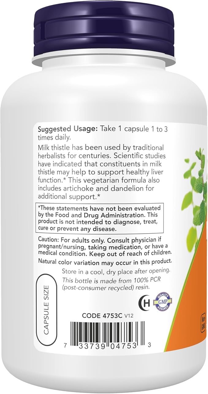 NOW Foods 2 Pack Silymarin, Milk Thistle Extract with Artichoke & Dandelion, Double Strength, 300 mg, 200 Veg Caps