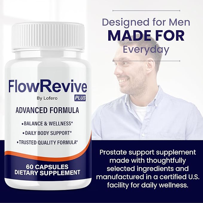 (2 Pack) Flow Revive Capsules, FlowRevive Pills Advanced Premium Prostate Supplement Health Support Formula Vitamins for Men Urinary Function, Comfort, Flow & Balance All Natural Ingredients (120 ct)