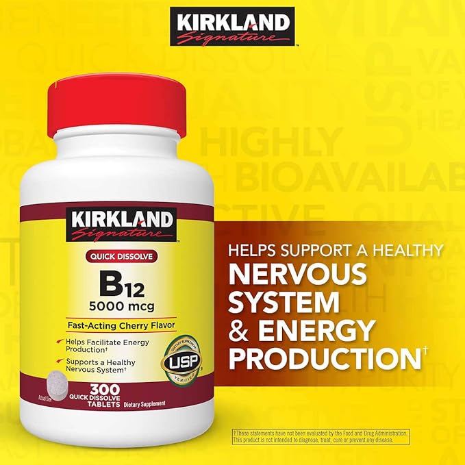 Kirkland Signature Quick Dissolve B-12 5000 mcg., 300 Tablets (2 Pack)