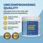 Vitality Boost+ System – Daily Energy & Stress Support Powder – 500mg KSM-66® Ashwagandha, BCAA 2:1:1, Magnesium, CoQ10 & Collagen – 30 Servings – Lemon Ginger – Made in USA