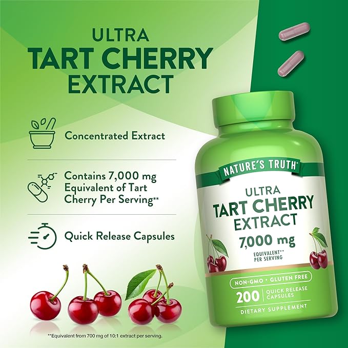 Nature's Truth Tart Cherry Extract Capsules | 200 Count | Non-GMO & Gluten Free Supplement