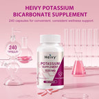 Heivy Potassium Supplement 1020 mg, Potassium Bicarbonate to Supports Muscle Function, Electrolyte Balance & Heart Health, Essential Minerals, Made in USA, Non-GMO, 240 Veg Capsules