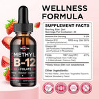 (2 Pack) Vitamin B12 liquid Drops, B12 vitamins 5000 mcg, Vitamin B Complex Supplement with Methylcobalamin B12 Sublingual, Vitamin B6, Folate for Energy, Brain, Heart Health, Vegan Strawberry Flavor